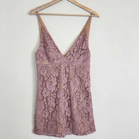 EUC Free People Dangerous Love Sleeveless Lace Mini Dress Wisteria Size 4 - Picture 2 of 16